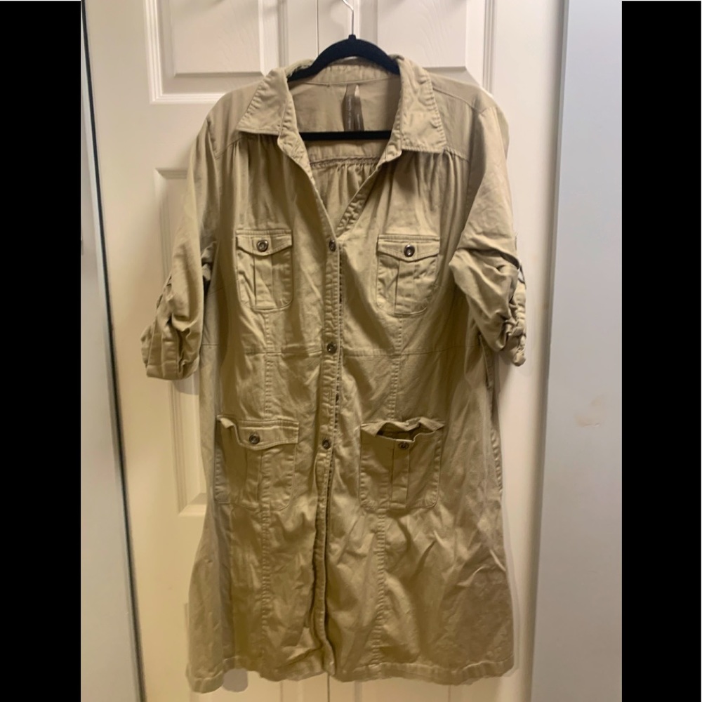 Tan button up dress sz22